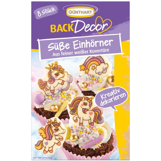 BackDecor Süße Einhörner aus weißer Kuvertüre 
