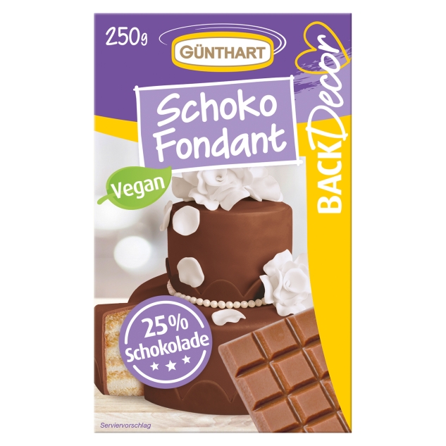 BackDecor Schokoladen Fondant, 250 g | 100% Vegan | Palmölfrei | Schokoladengeschmack 