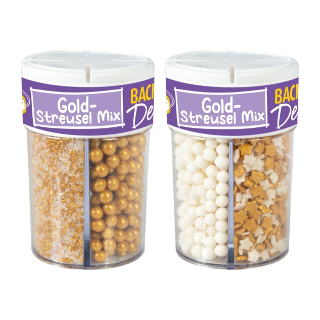Günthart BackDecor Streusel Weihnachten GOLD Mix, Zuckerstreusel essbare Streusel Tortendeko 