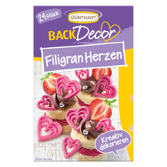 BackDecor 24 Filigran Herzen in rosa 