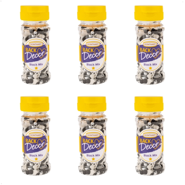 BackDecor 1 Dose Streudekor Black Mix 60 gr  in den Farben Schwarz, Weiß, Grau und Silber 
