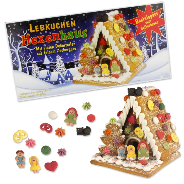 Lebkuchen Hexenhaus Set mit vielen Kleinteilen 