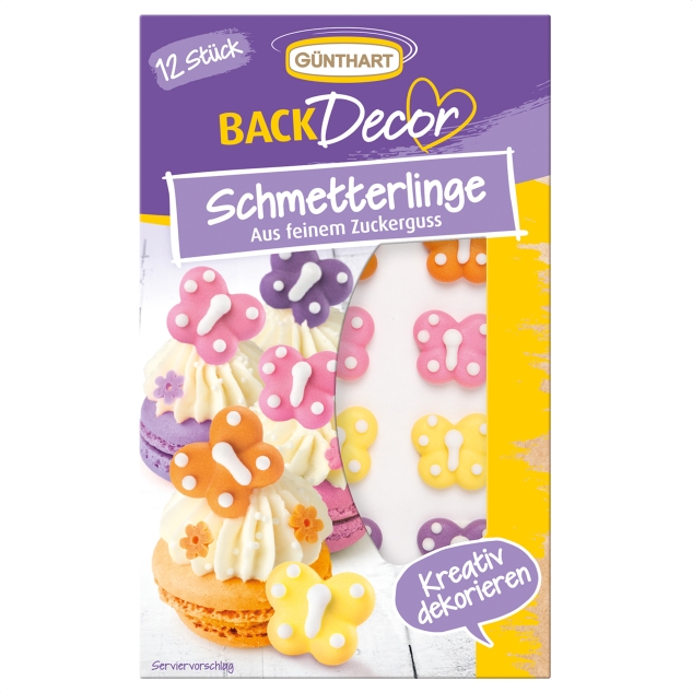 BackDecor 12 Pastell Schmetterlinge aus Zucker 