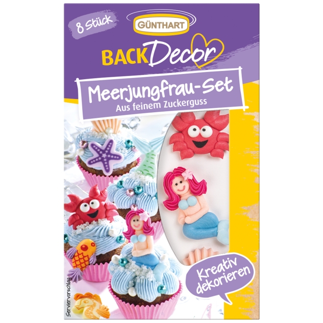 BackDecor 8 Meerjungfrauen-Set aus Zucker 