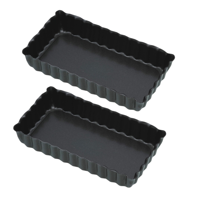 2 kleine, rechteckige Tarte - Backformen 