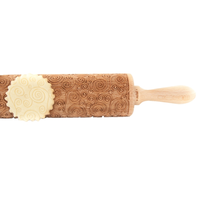 Holz Teigroller mit Prägemuster Spirale 