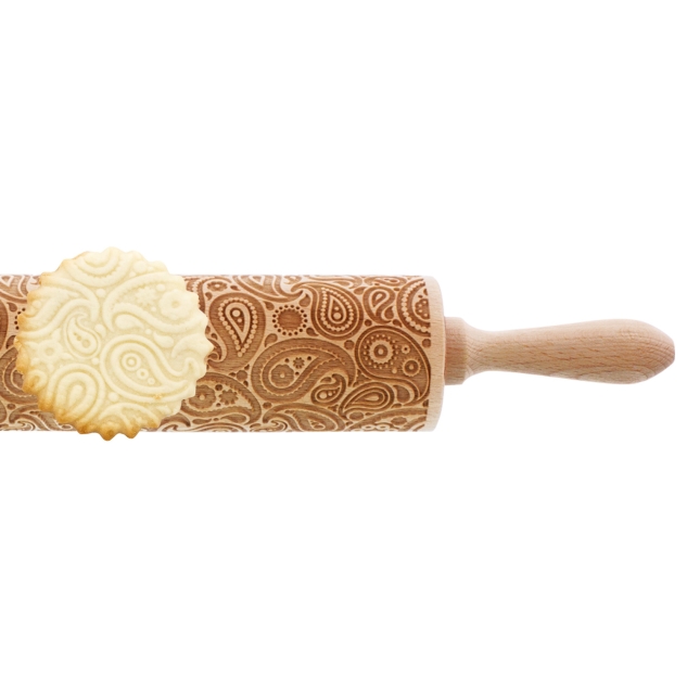 Holz Teigroller mit Paisleymuster Prägung 