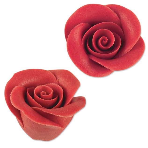 24 Marzipanrosen gross, rot - 44mm 