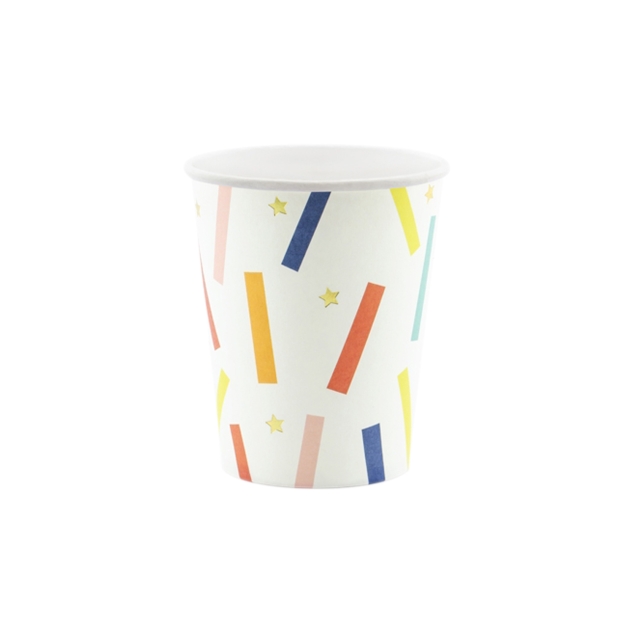 6 Pappbecher, bunt, Happy Birthday, 200ml 