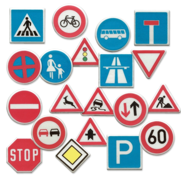 100 Dekor- Kleinteile, Verkehrszeichen, sortiert 