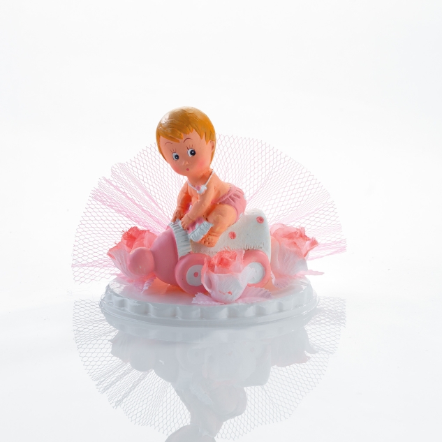 1 Kleiner Tortenaufsatz mit Baby, rosa 