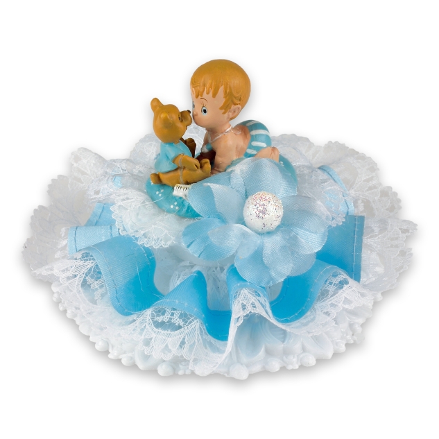 Poly Taufaufsatz mit Baby, blau 