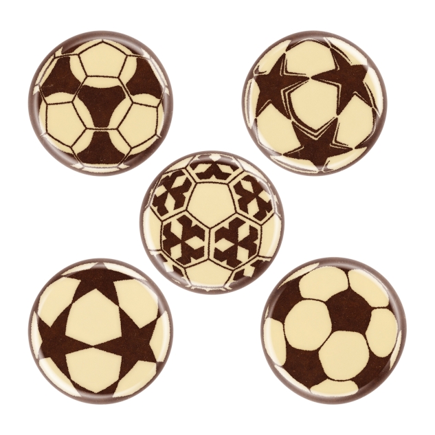 200 Stück Aufleger Fußball, weiße Schokolade, erschiedene Motive 