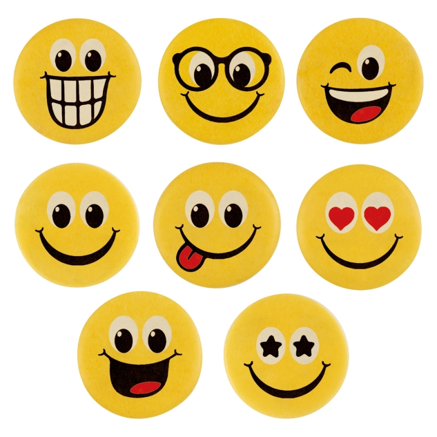 100 Stück Dekor-Schilder Happy Faces, gemischt aus Dekormasse 