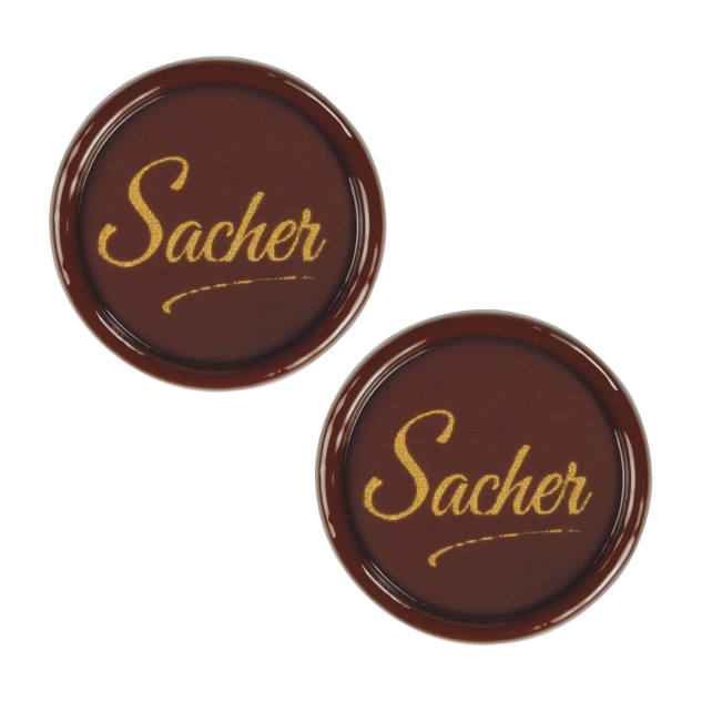 Günthart 160 Stück Spezialitäten-Dekor Sacher dunkle Schokolade mit Goldschrift 