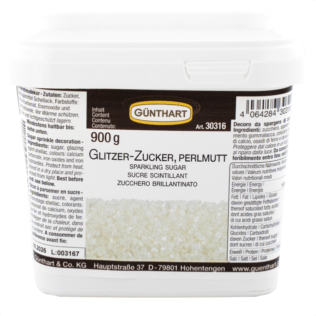 Günthart Glitzer Zucker Weiß in 900 g Eimer 