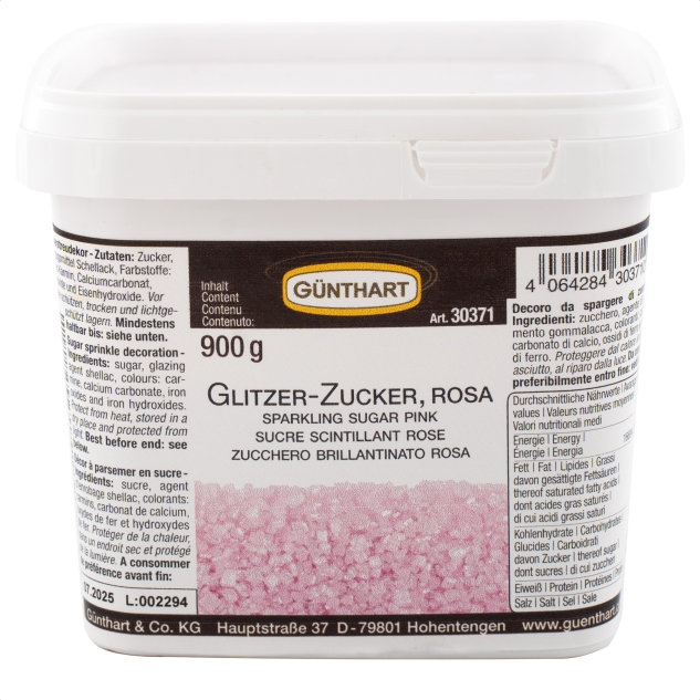 Günthart Glitzer Zucker Rosa in 900 g Eimer 
