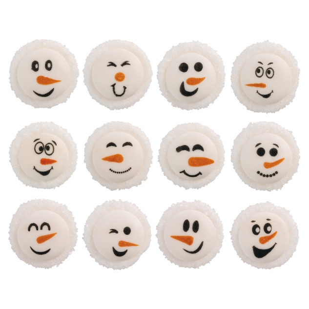 Günthart 120 Stück Zucker-Gesichter Schneemann, sortiert 