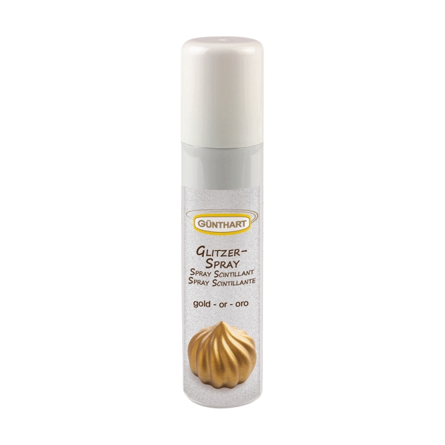 Günthart Glitzerspray Gold, Sprühspray 100 ml, Essbarer Goldstaub Glitzer für Backwaren und Lebensmittel, 1er Pack (100 ml) 