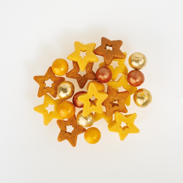 Günthart 1 Stück Streudekor Holy Night Gold Weiß Silber Zucker Dekor für Torten Muffins Cupcakes und Weihnachtsgebäck 600 g 