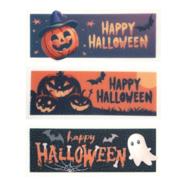 Günthart 24 Stück Streifen Happy Halloween Dekormasse sortiert orange schwarz weiß lila 