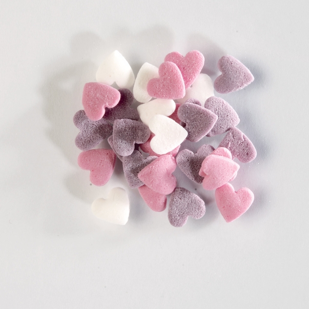 Günthart Streudekor Herzen, weiß, rosa & lila, 1,5kg 