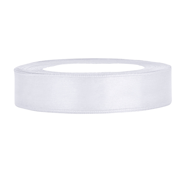 Satinband weiß, B:12 mm, L: 25 m 
