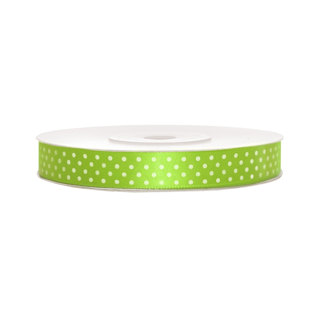 Satinband, gepunktet, apfelgrün B:12 mm, L: 25 m 