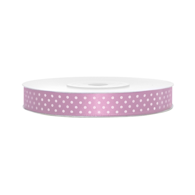 Satinband, gepunktet, lavendel B:12 mm, L: 25 m 