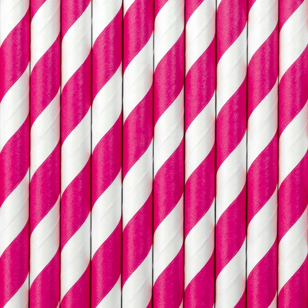 10 Strohhalme, pink / weiß 