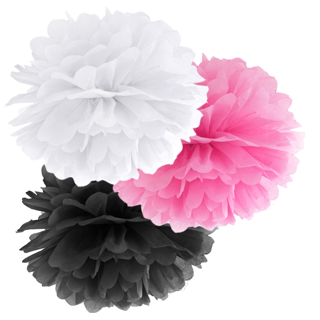 Pompom-Set bunt aus Seidenpapier, Ø 35cm 