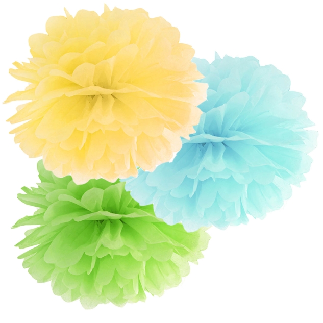 Pompom-Set bunt aus Seidenpapier, Ø 35cm 