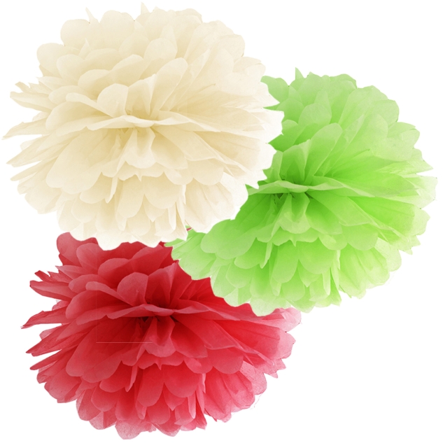 Pompom-Set bunt aus Seidenpapier, Ø 35cm 