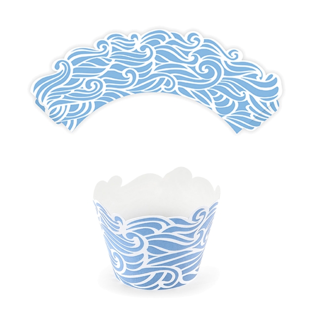 6 Cupcake Wrappers, Maritim | Wellen 