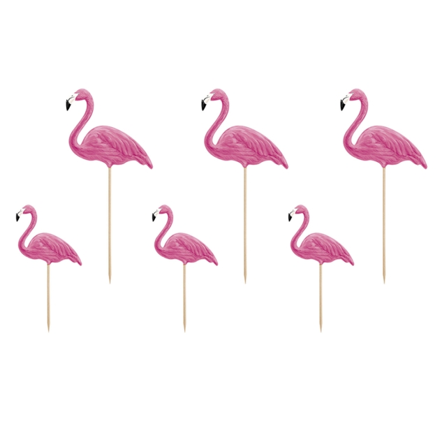 6 Flamingo Einstecker als Topper für Cupcake oder Torten Dekoration 