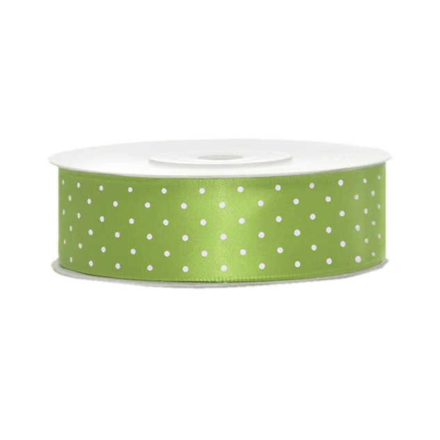Satinband, gepunktet, apfelgrün B:25 mm, L: 25 m 