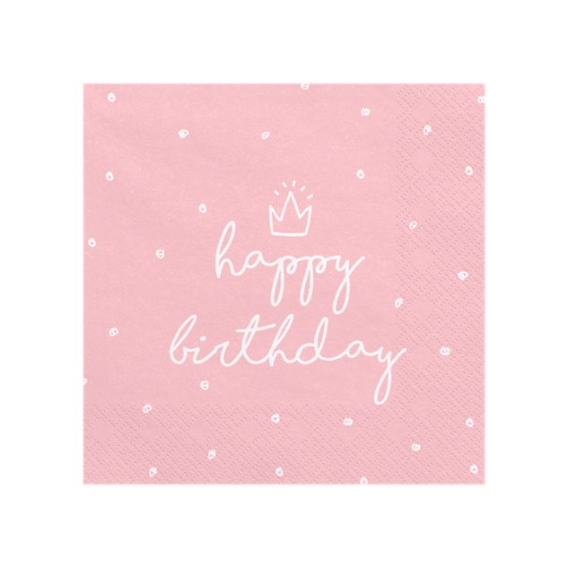 20 Servietten Happy Birthday, rosa 