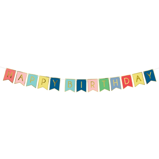 1 Banner | Girlande Happy Birthday, 15 x 175 cm 
