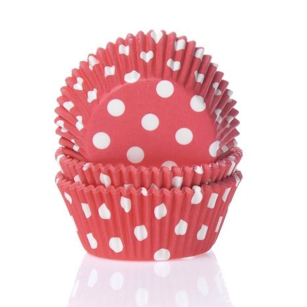 50 Muffinförmchen Rot gepunktet 