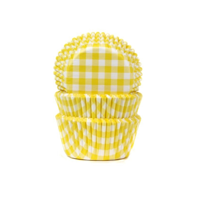 50 Muffinförmchen, gelb weiß kariert 
