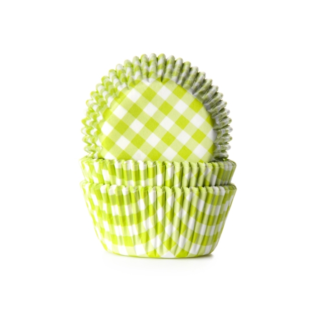 50 Muffinförmchen, grün weiß kariert 
