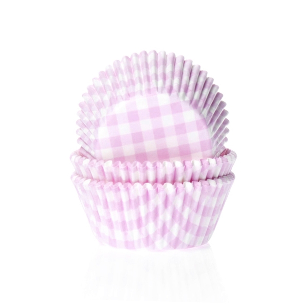50 Muffinförmchen, rosa weiß kariert 