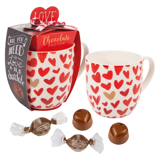 Günthart Tasse Love, gefüllt mit feinen Pralinen 