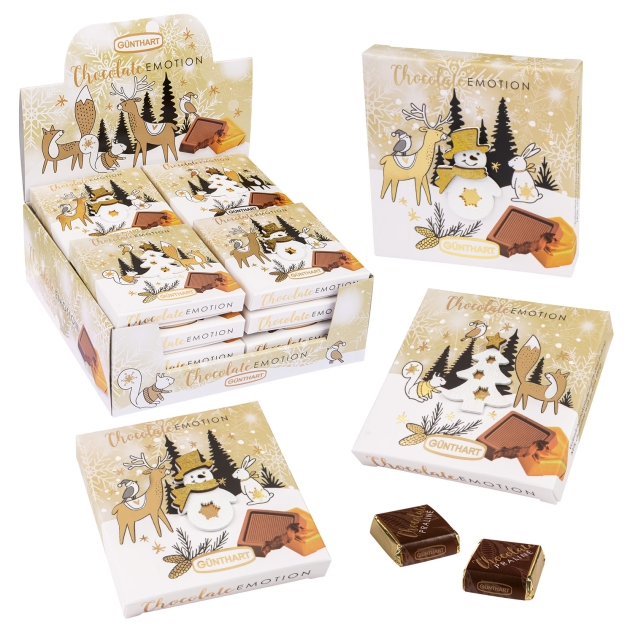 Günthart 16 Stück Pralinen Wintergeschenk mit verschiedene Motiven 