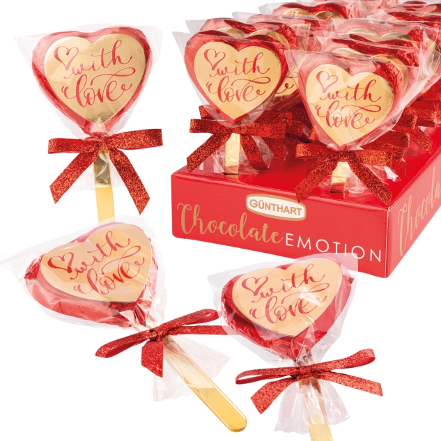 Günthart 24 Stück Love-Pralinenherzen am Stiel 