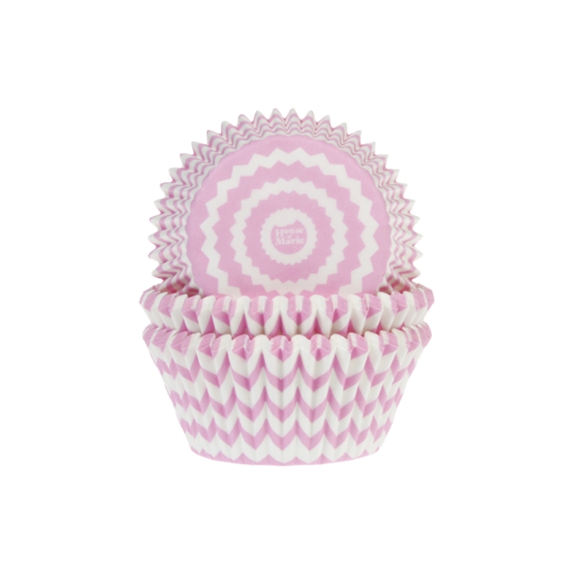 50 Muffinförmchen, Zick-Zack, rosa 