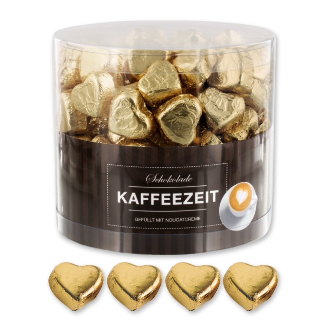 Günthart 150 goldene Herzen aus Schokolade | Kaffeezeit 