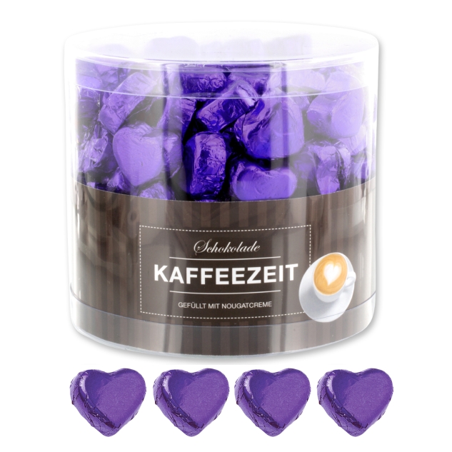 Günthart 150 lila Herzen aus Schokolade | Kaffeezeit 