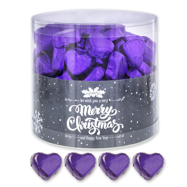 Günthart 150 lila Herzen aus Schokolade | Merry Christmas 