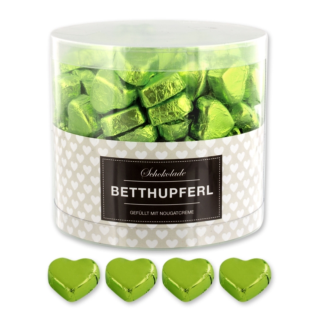 Günthart 150 grüne  Herzen aus Schokolade | Betthupferl 